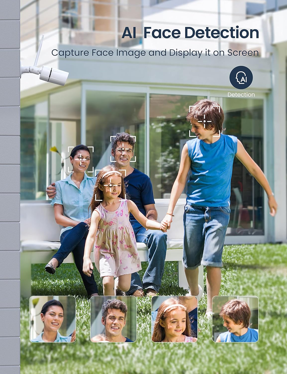 Security Camera System with 1TB HDD, 8CH NVR 4pcs Home Security Camera Outdoor with AI Face Detection,Color Night Vision,IP66 Waterproof,Remote Access