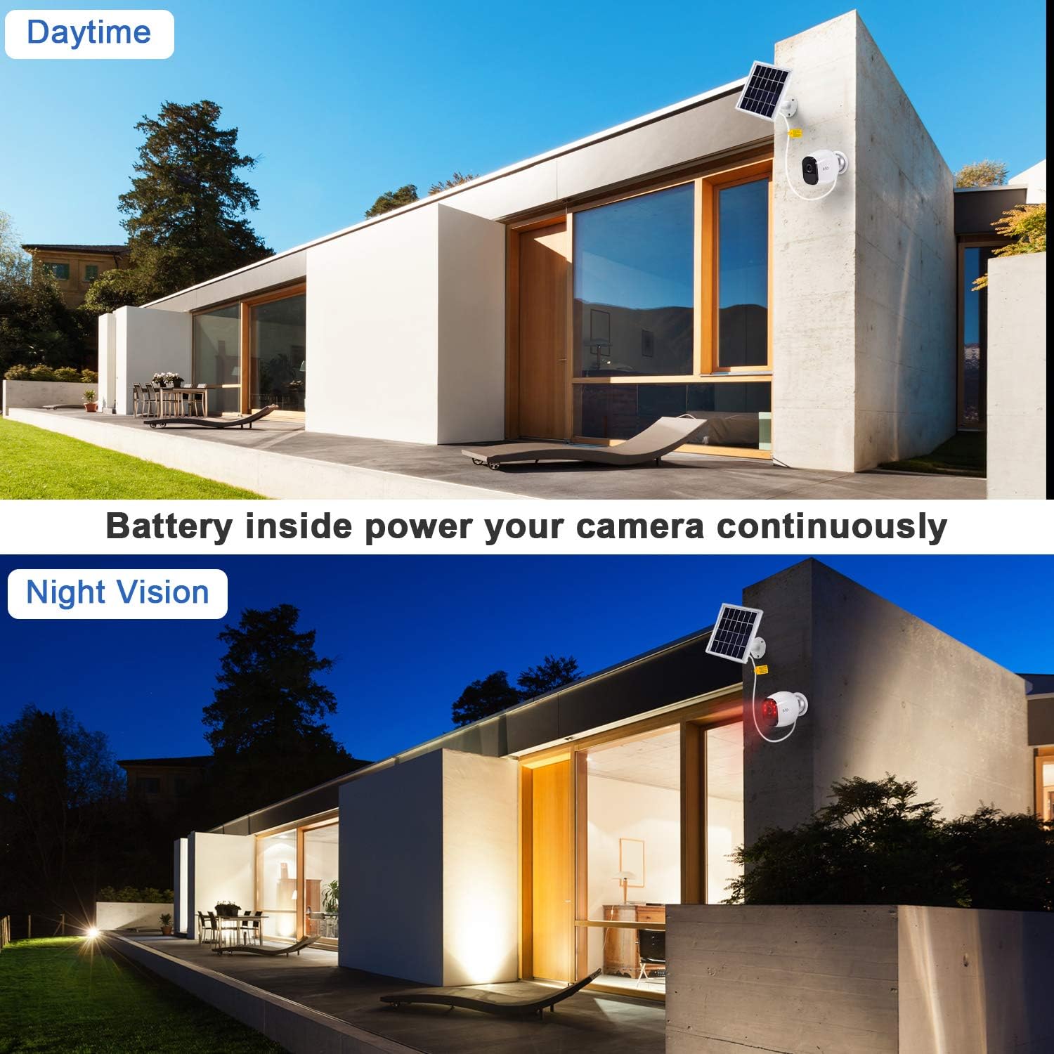 Solar Panel Only Compatible with Arlo Pro, Waterproof Arlo Accessory to Power Arlo Pro Outdoor Security Camera Continuously with Adjustable Mount Bracket, 12 Feet/ 3.6 m Cable (2 Pack)