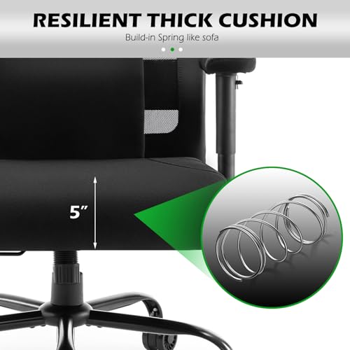 Extra Wide Seat Office Chair 500lbs Big and Tall Heavy Duty Ergonomic Mesh High Back Desk Chair with Adjustable Headrest, Lumbar Support, Arms for Home & Office