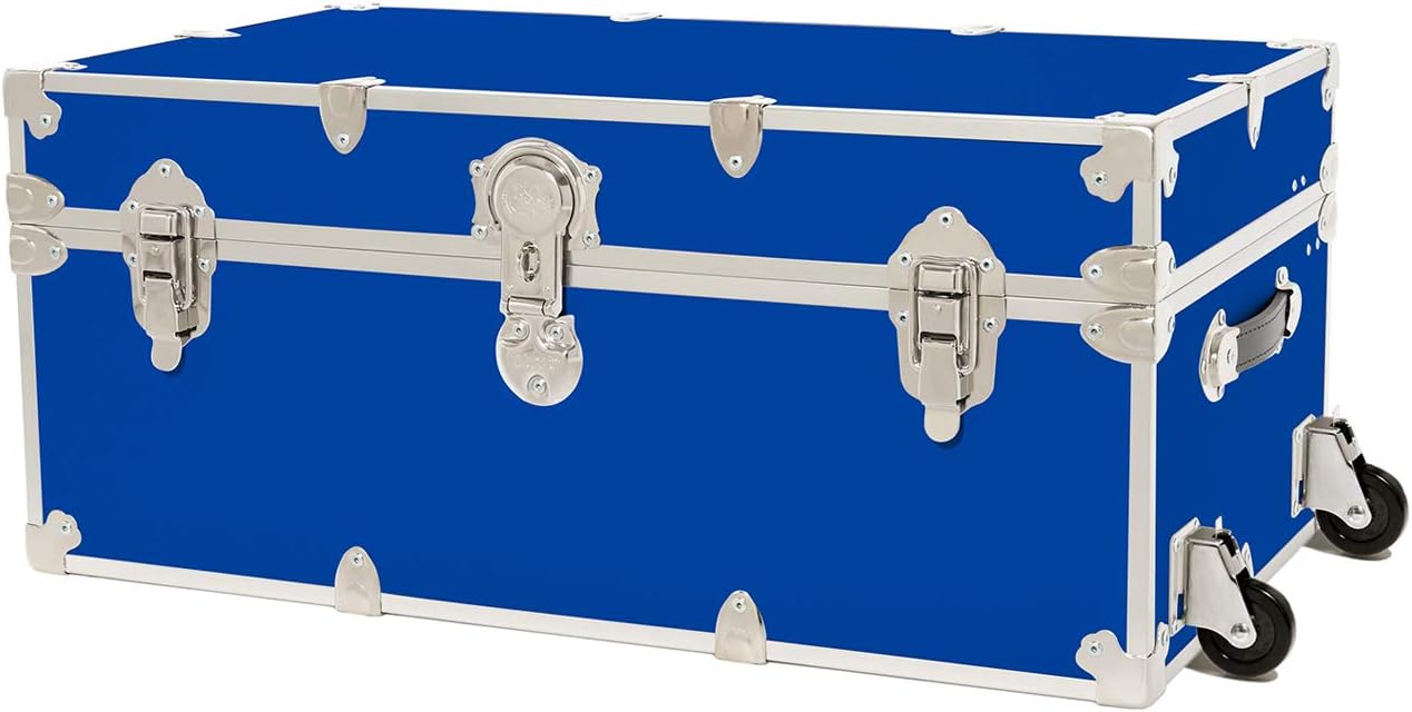Rhino Trunk & Case Large Armor Trunk with Removable Wheels, Summer Camp, College, Storage 32x18x14 (Black)
