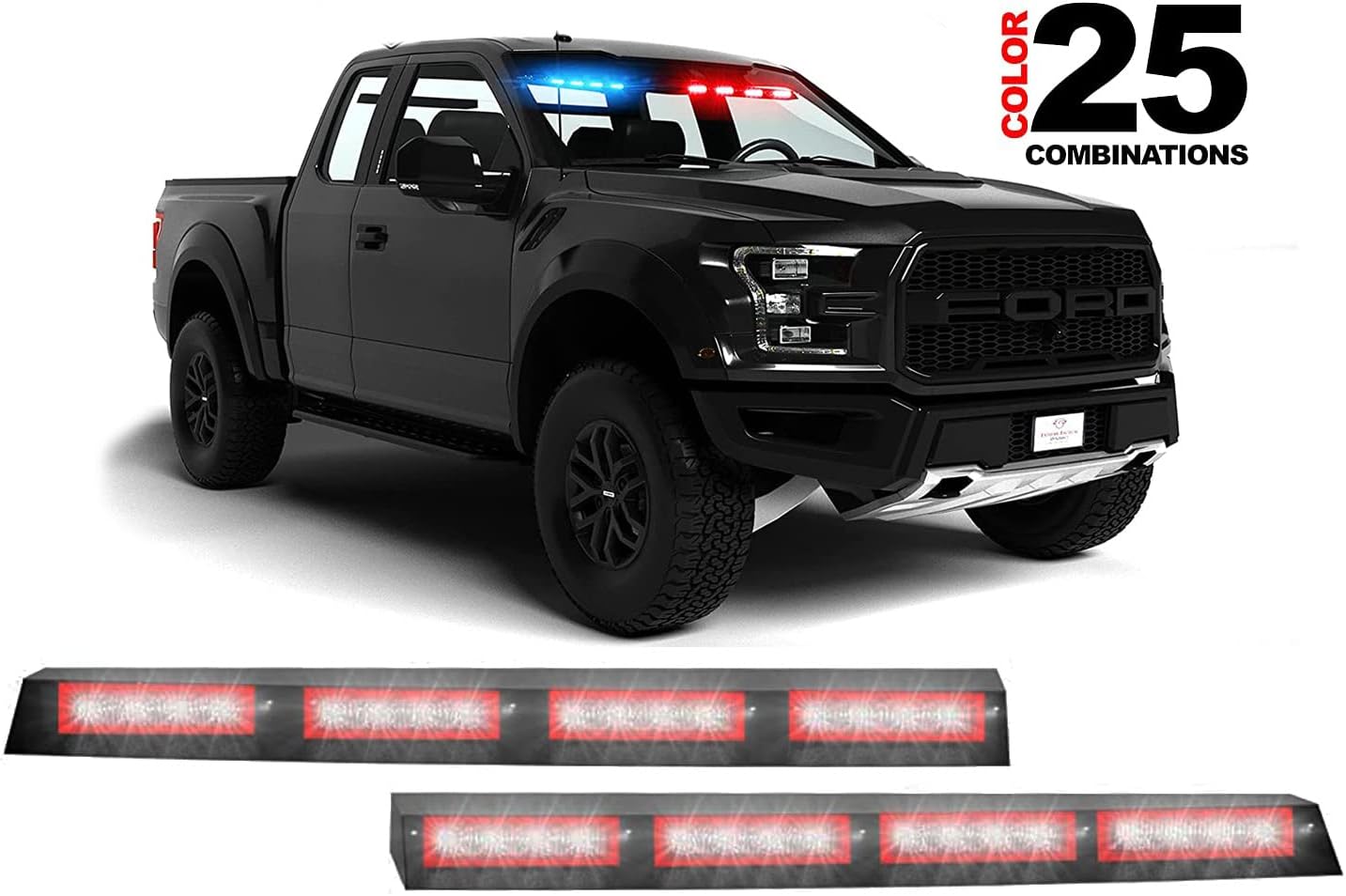 Extreme Tactical Dynamics Elemental 40 Visor Light LED Strobe Visor Light Interior Windshield Light Bar Split Mount Emergency Lights - Blue/White