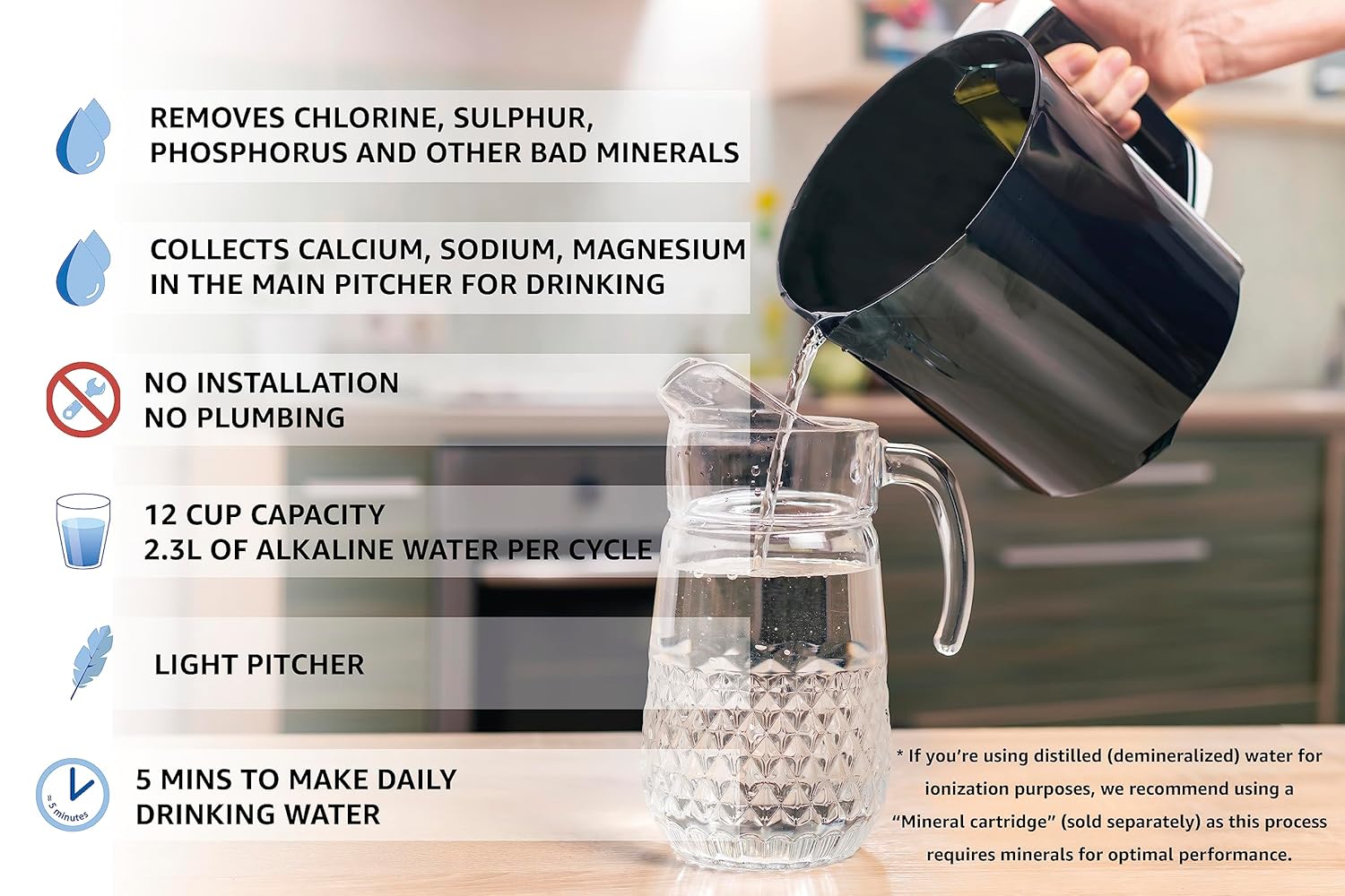 | 3 in 1 Water Ionizer | Alkaline Water Machine | Colloidal Silver Generator Kit | Alkaline Pitcher: PH 2.4-11, up to -1000mV ORP | Silver: 0-20 PPM, Silver Rods 9999 Pure | Acidic Water