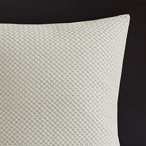 Madison Park King Comforter Set Clipped Jacquard Stripes with Buttons Boho Comforter for a King-Size Bed, Cotton Oversized Comforters with Removable Cover Boho Bedding, King Ivory 9 Piece