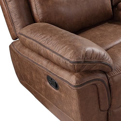 New Classic Furniture Ryland Polyester Manual Sofa with Dual Recliner, Brown