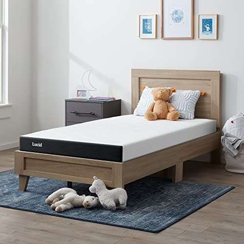 Lucid 5 Inch Firm Gel Memory Foam Mattress + Premium 100% Waterproof Cotton Terry Top Mattress Protector - Twin Size