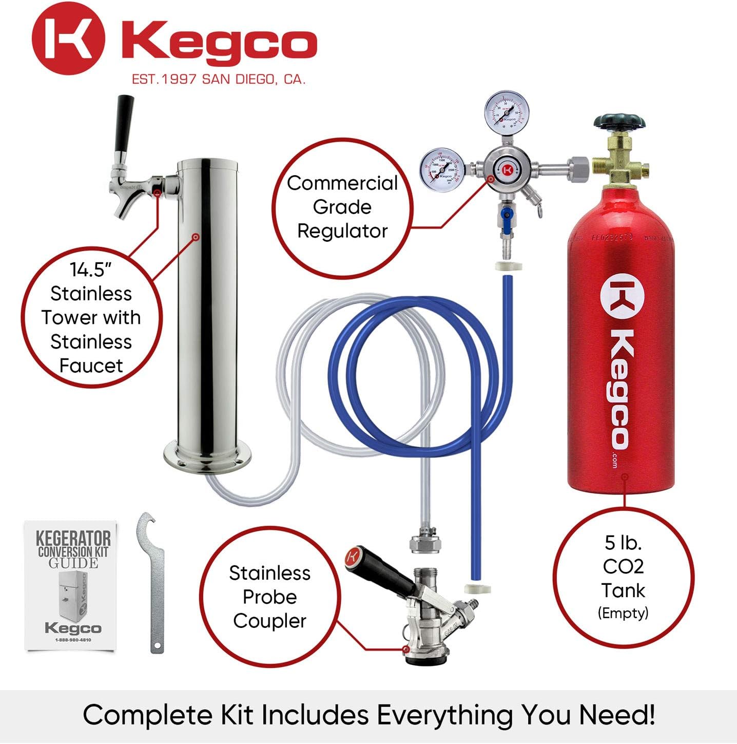Kegco Kegerator, Single Tap, Stainless Steel