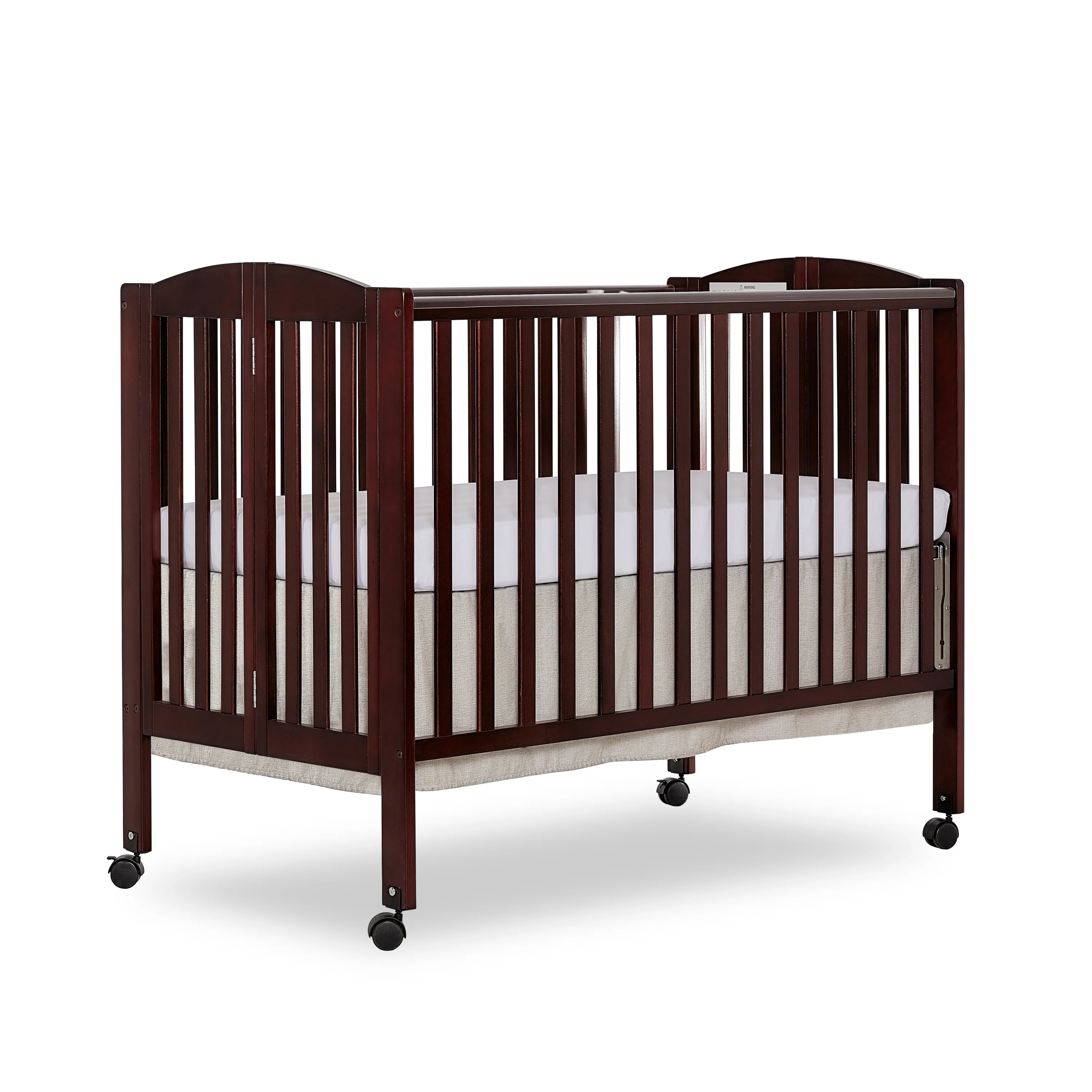 Dream On Me Full Size 2-in-1 Folding Stationary Side Crib, Locking Wheels, Espresso