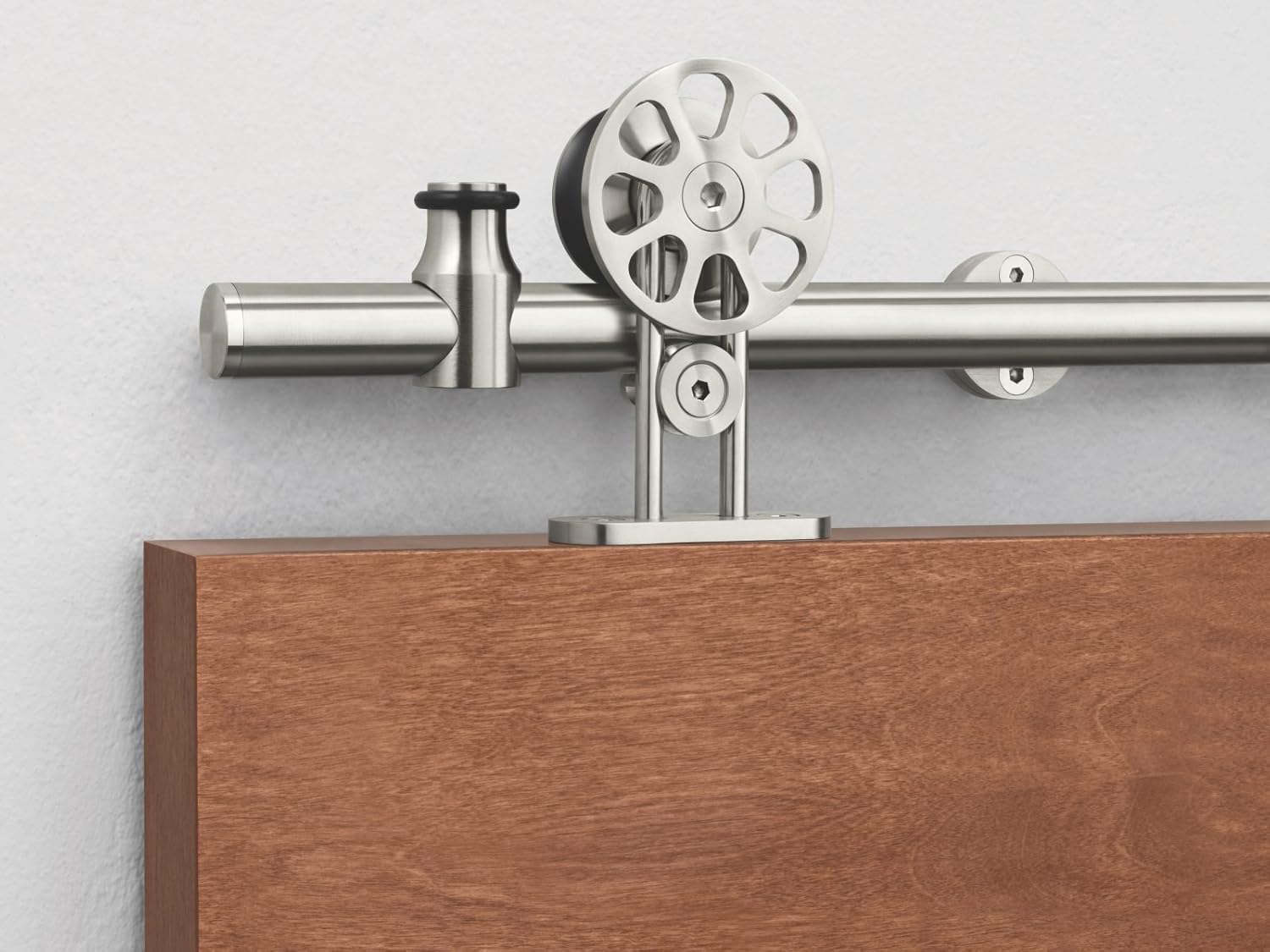 KINMADE Fortune Stainless Steel Sliding Barn Door Hardware Kit 8FT Track Single Door Kit