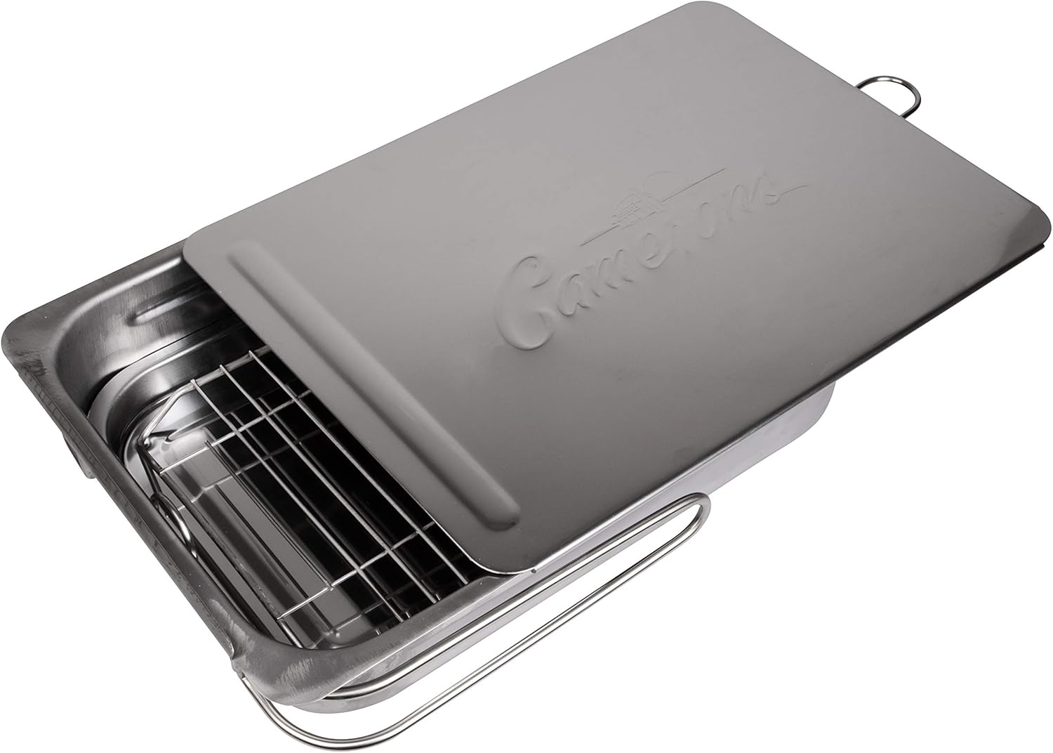 Camerons Large Stovetop Smoker w Wood Chips and Recipes - 11" x 15" x 3.5" Stainless Steel Smoker
