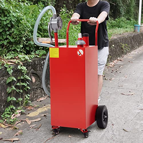 30 Gallon Gas Caddy - Portable Fuel Tank with Pump and Wheels Portable Fuel Storage Tank for Car, Lawnmower, ATV, Boat, Motorcycle