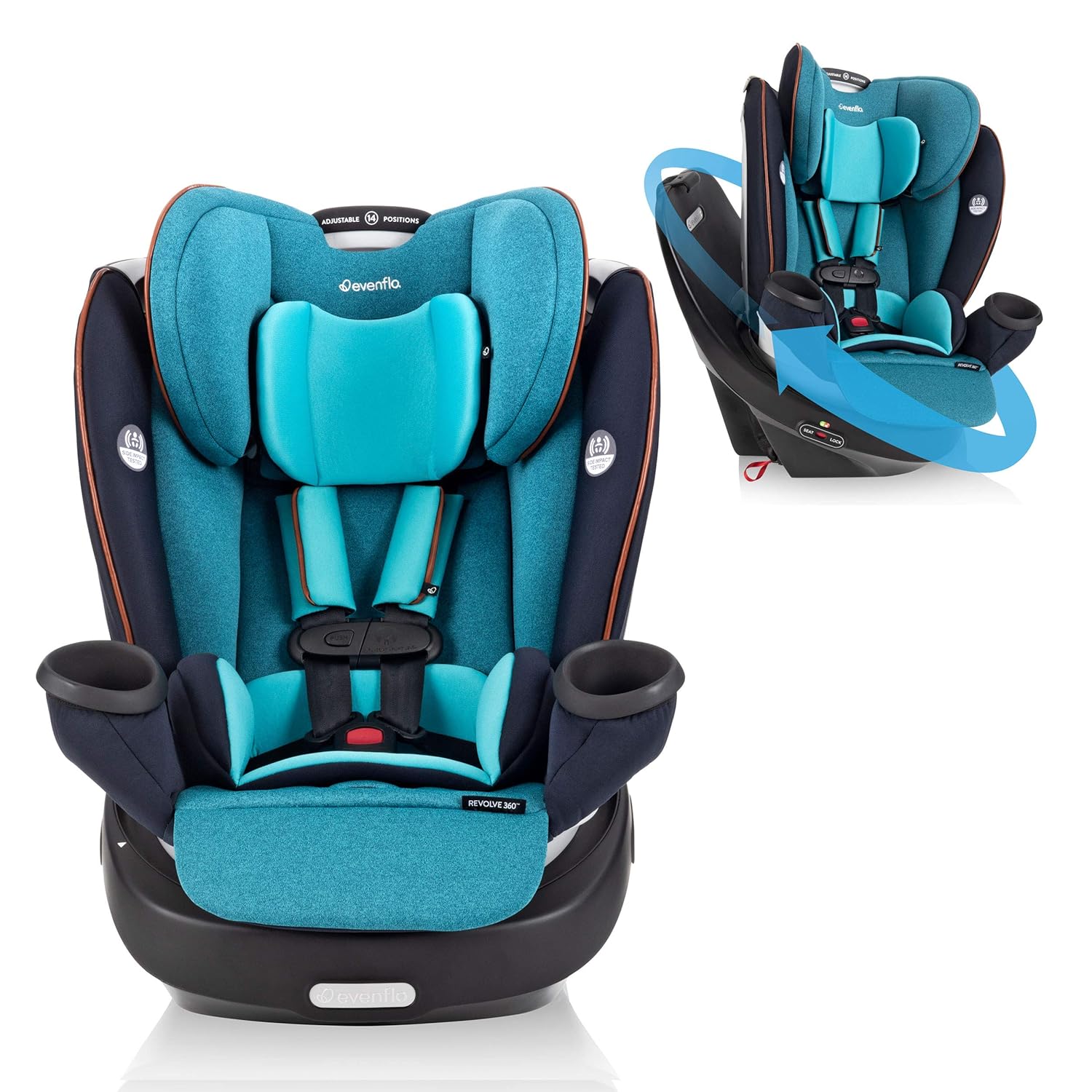 Evenflo Gold Revolve360 Rotational AllinOne Convertible Car Seat Swivel Car Seat Rotating Car Seat for All Ages Swivel Baby Car Seat ModeChanging 4120lb Car Seat and Booster Car Seat, Moonstone