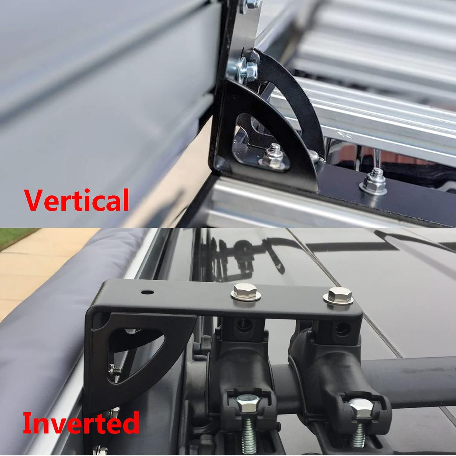 LicBund 813402 50mm Awning Bracket Gusseted Awning Holder Compatible with Thule Rhino Heavy Duty Bar (3 Awning Bracket) Pack of 2