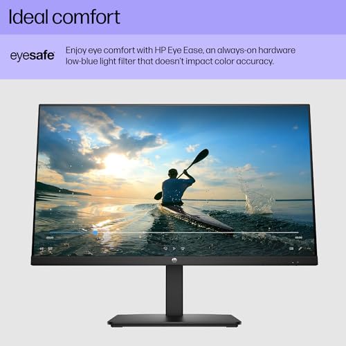 HP 27h Full HD Monitor - Diagonal - IPS Panel & 75Hz Refresh Rate - Smooth Screen - 3-Sided Micro-Edge Bezel - 100mm Height/Tilt Adjust - Built-in Dual Speakers - for Hybrid Workers,Black