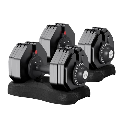 Ativafit 27.5/66/88LBS Pair Adjustable Dumbbell Set with Anti-slip Handle 12 In 1 Quick Dial Adjustment Weights With Safety Locking Button Space Saving Strength Training for Full Body Home Gym Workout