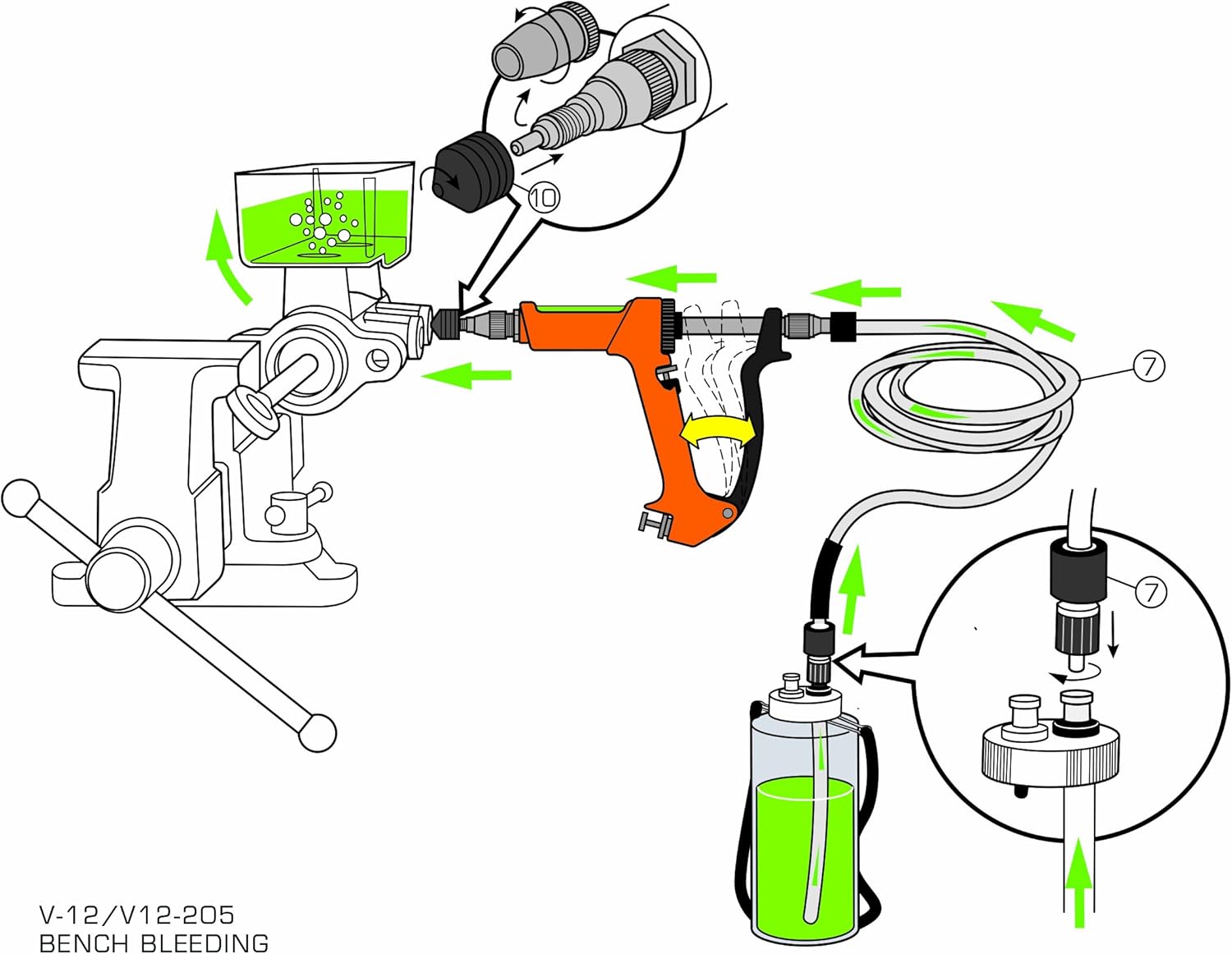Phoenix Systems (2002HD-B) Heavy Duty Reverse Brake & Clutch Bleeder, One Person Bleeder, Cast Aluminum