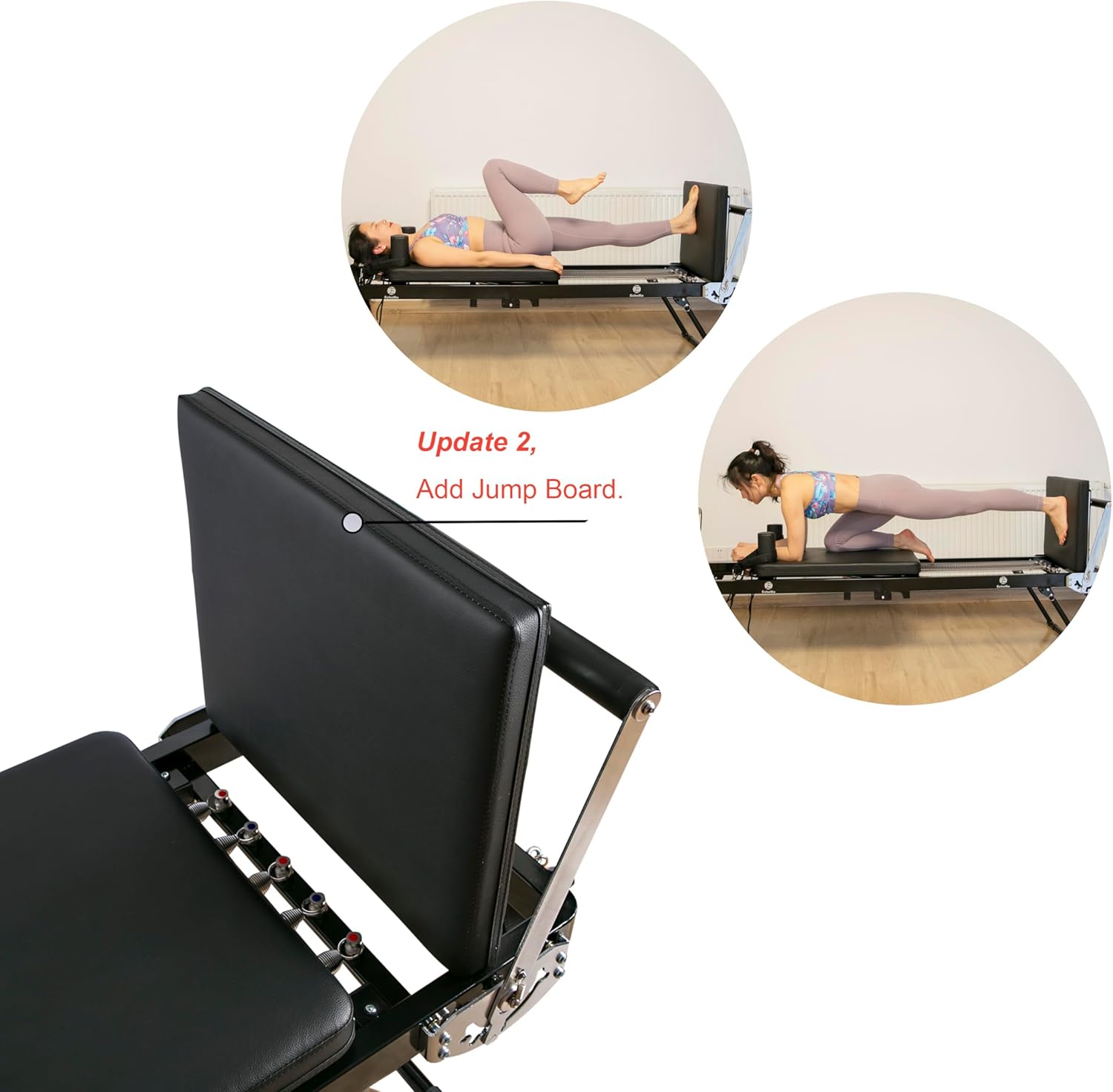 Foldable Pilates Machine Equipent for Home, Pilates Reformer with Alloy Springs Resistances, Updated Longer Size(Darker)