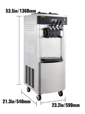 VEVOR Commercial Soft Serve Ice Cream Machine Frozen Yogurt Maker 29 qt /H 3 Flavor 2200W