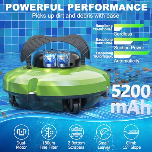 Robotic Pool Cleaner Automatic Pool Cleaners Cordless Pool Vacuum for above Ground Pools WHITE