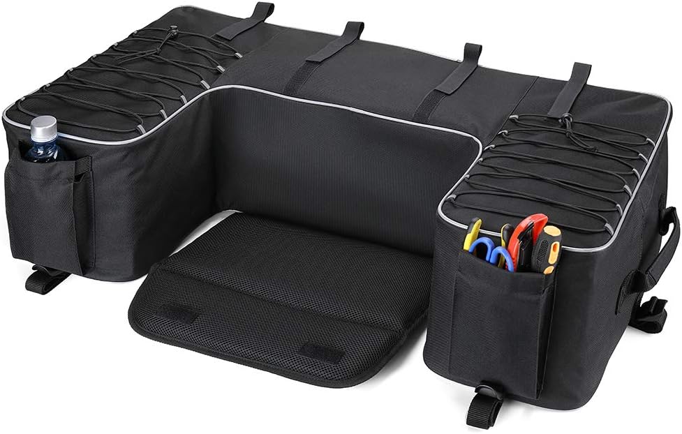 ATV Storage Bags, kemimoto ATV Seat Bag Water-Resistant w/Cushion Removable Built-In Frame, ATV Cargo Bag Large Four Wheeler Gear Bag