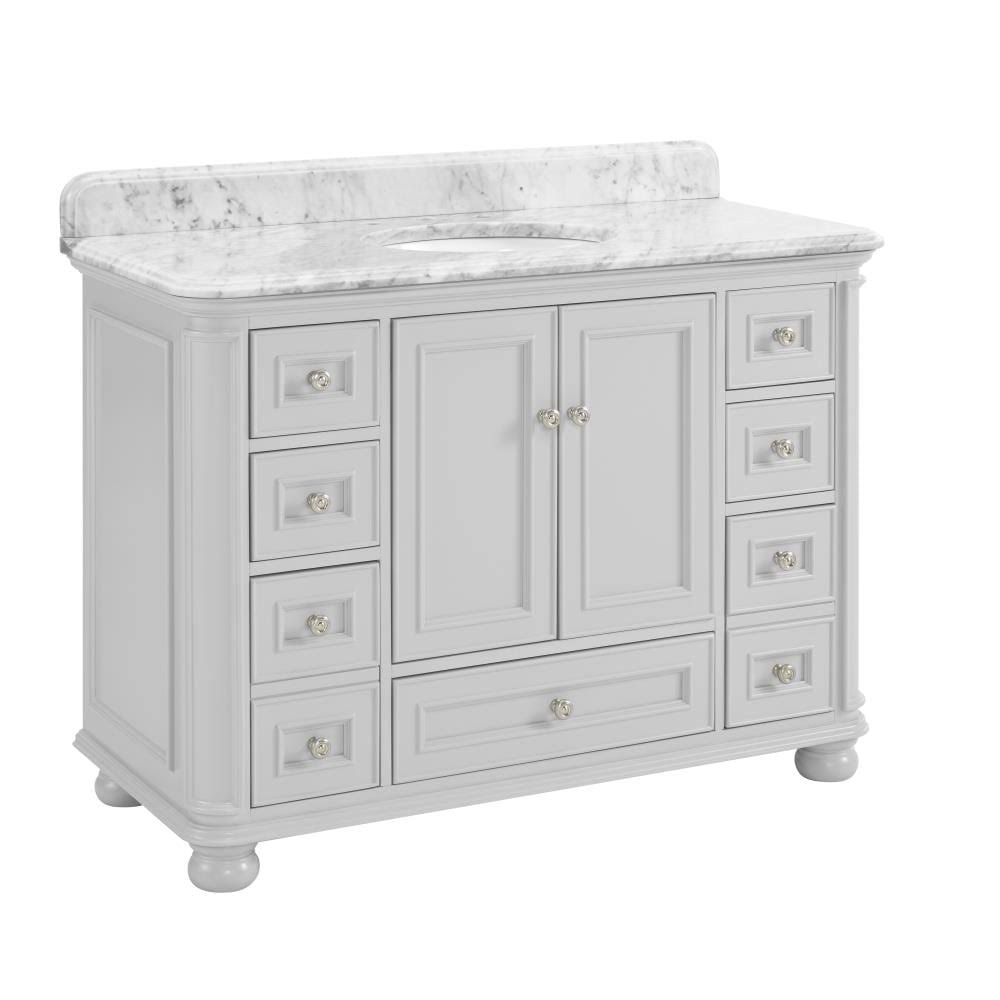 Allen + Roth Wrightsville 48-in Light Gray Undermount Single Sink Bathroom Vanity with Natural Carrara Marble Top | 1116VA-48-24