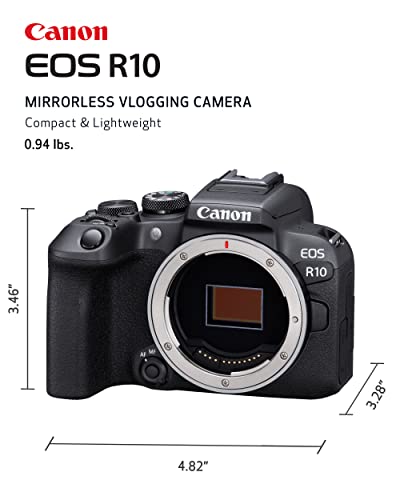 Canon EOS R10 Mirrorless Camera RF-S18-45mm F4.5-6.3 is STM Lens Kit, Hybrid Camera, 24.2 Megapixel CMOS (APS-C) Sensor, 4K Video, Vlogging Camera for Content Creators, Black