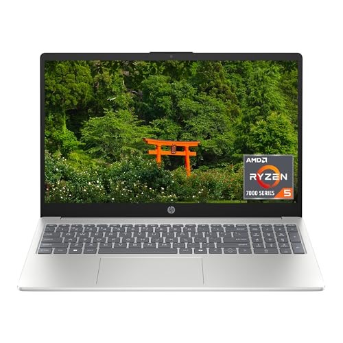 HP 15.6 inch Laptop, HD Touchscreen Display, AMD Ryzen 5 7520U, 8 GB RAM, 512 GB SSD, AMD Radeon Graphics, Windows 11 Home, Natural Silver, 15-fc0499nr