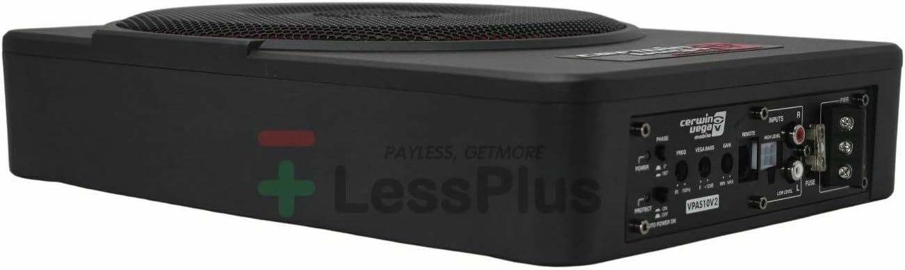 Cerwin Vega VPAS10V2 10" 550W Max / 200W RMS Low Profile Active Powered Subwoofer with Built in Amplifier Module for Working with All Vehicles