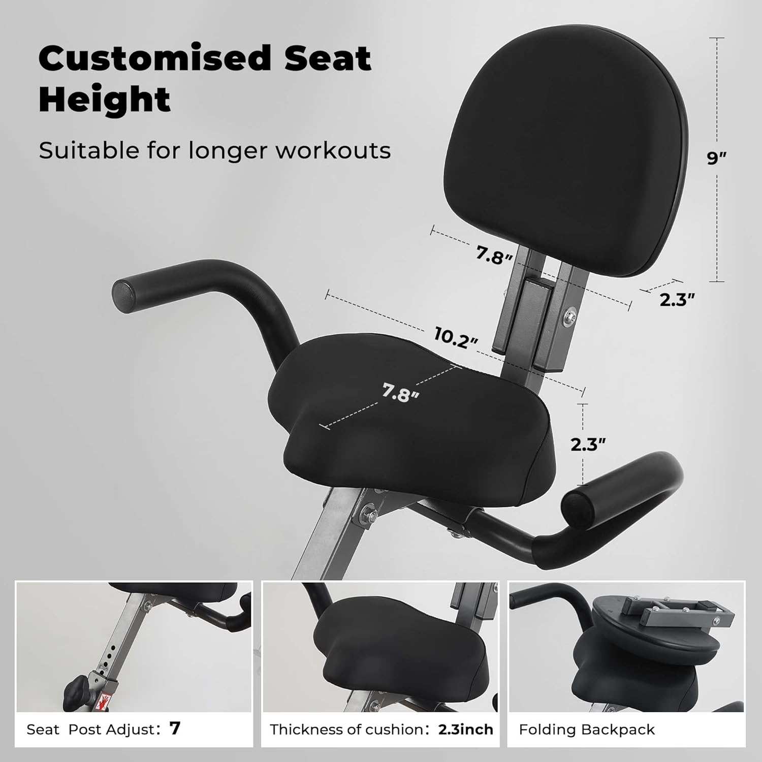 Exercise Bike Stationary Bike for Home Folding Exercise Bike with Arm Resistance Bands &Pulse Sensor LCD Monitor Recumbent Exercise Bikes for Home Workout
