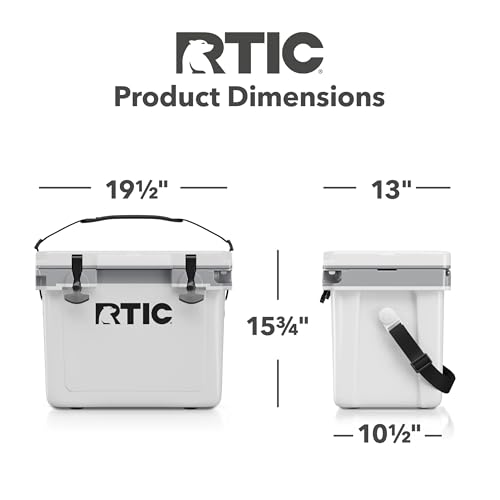 RTIC Ultra-Light 22 Quart Hard Cooler Insulated Portable Ice Chest Box for Drink, Beverage, Beach, Camping, Picnic, Fishing, Boat, Barbecue, 30% Lighter Than Rotomolded Coolers