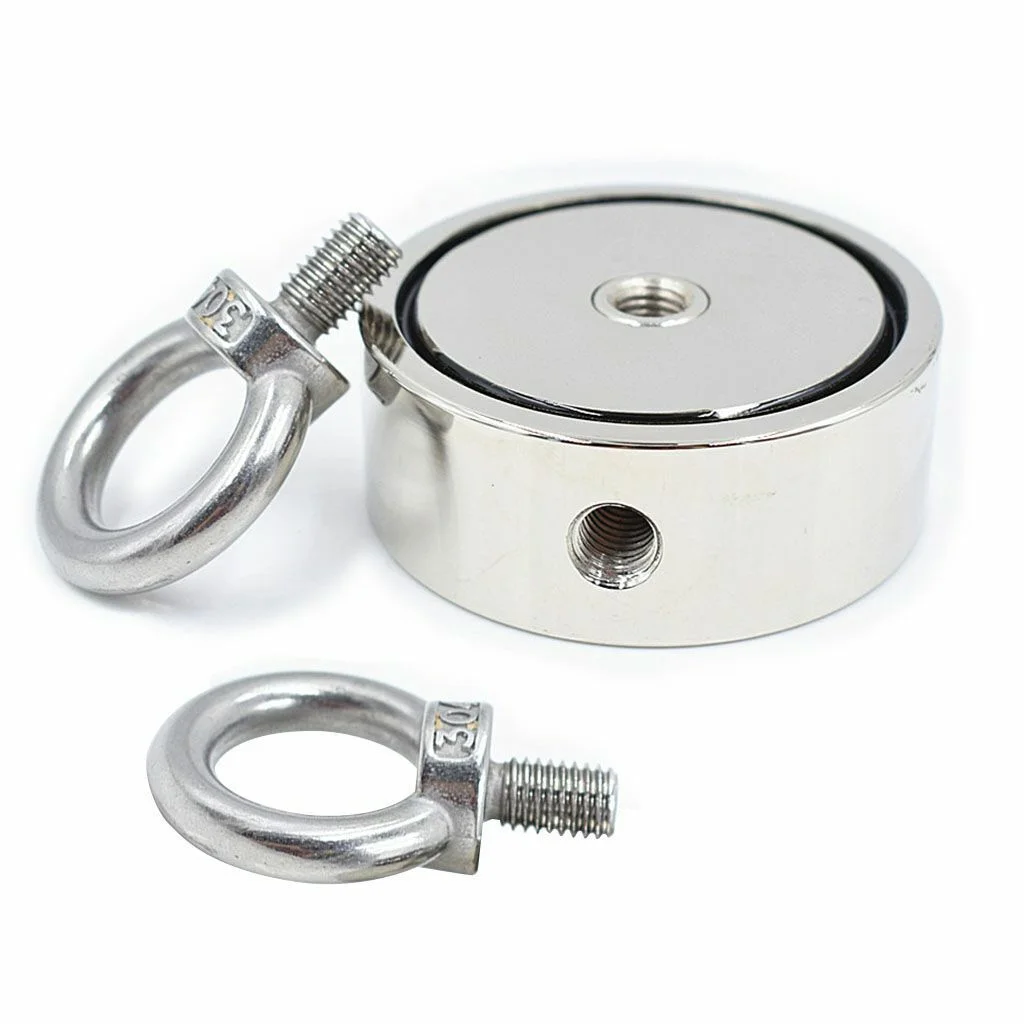 Upto 1300 Lbs Fishing Magnet Kit Pull Force Strong Neodymium + Rope + Carabiner