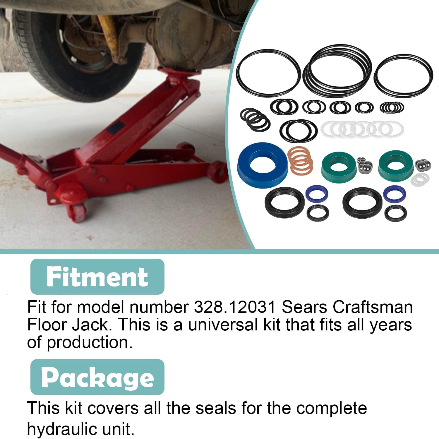 328.12031 Seal Replacement Kit for Sears Craftsman Floor Jack, 2 Ton, Replacement Parts for Repairs (59 PCS) Pack of 2