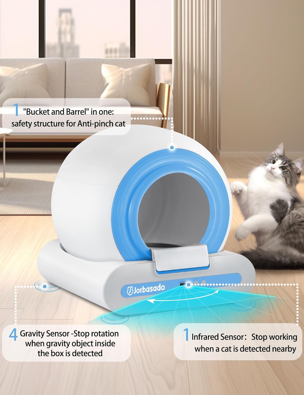 Self Cleaning Litter Box Automatic Cat Litter Box Self Cleaning with APP Odor Control Cat Litter Box Automatic Cleaning for Multiple Cats Families