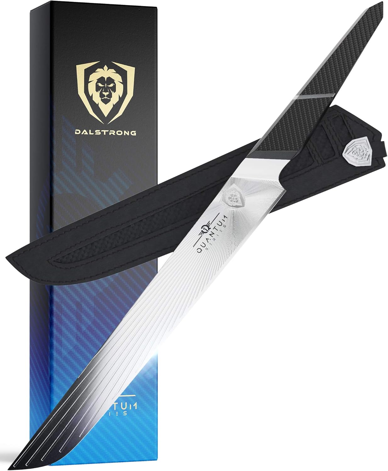 DALSTRONG Slicing & Carving Knife - 12 - Quantum 1 Series - Ultra-Sharp - American Forged BD1N-VX Hyper Steel - Carbon Fibre G10 Hybrid Handle - Leather Sheath