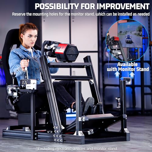 Marada Aluminum Profile Racing Simulator Cockpit with Seat, Unlimited Adjustment, Fit for Thrustmaster/Fanatec/Moza/Logitech G29 GPro,Sim Frame 8040, Not Include Steering Wheel,Pedals,Handbrake