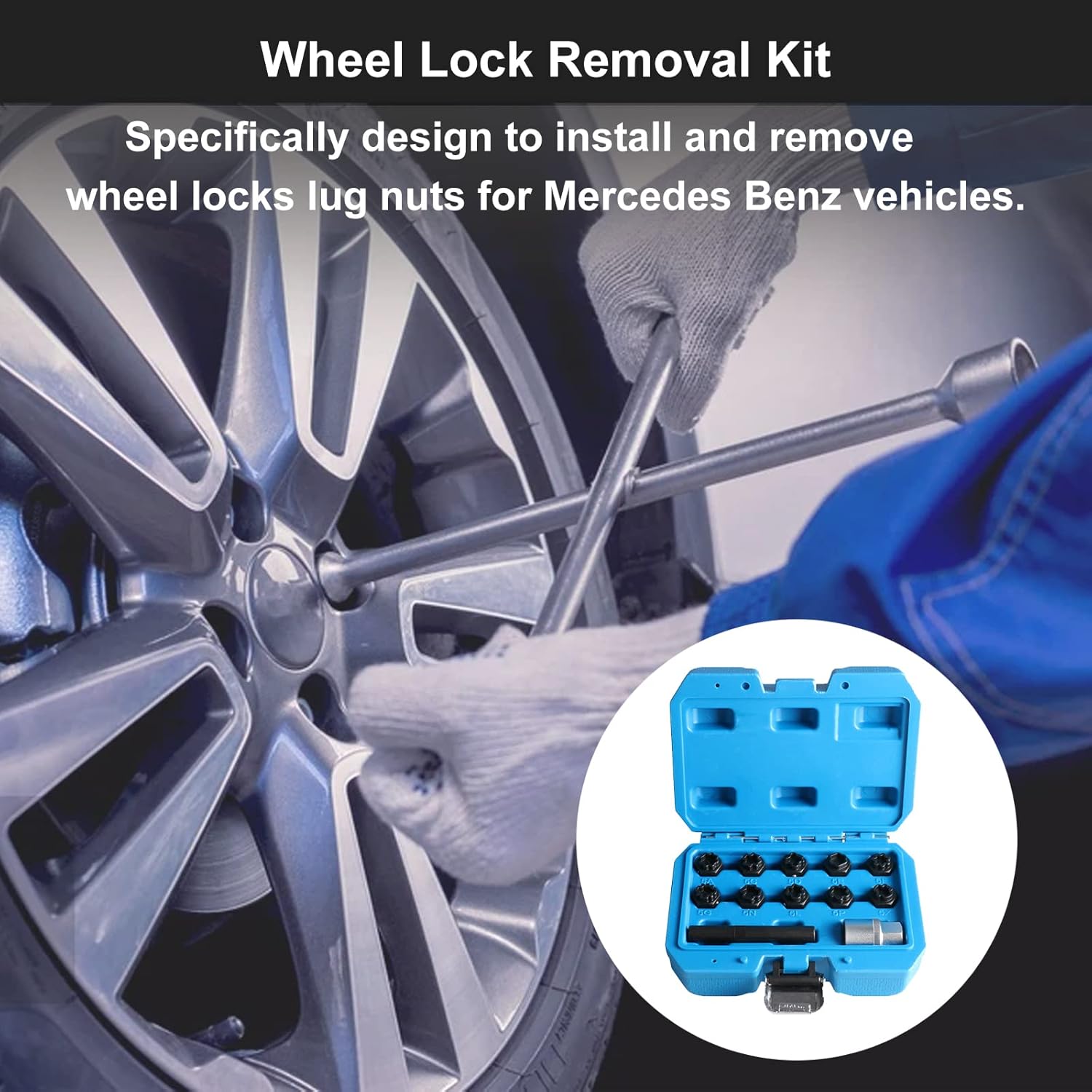 32PCS Automotive Wheel Locks Lug Nuts Socket Set Compatible for Mercedes Benz, Wheel Locks for Cars Key Stripped Remover Torx Bit Set Wheel Anti-Theft Screws Tool Bolt Extractor Set