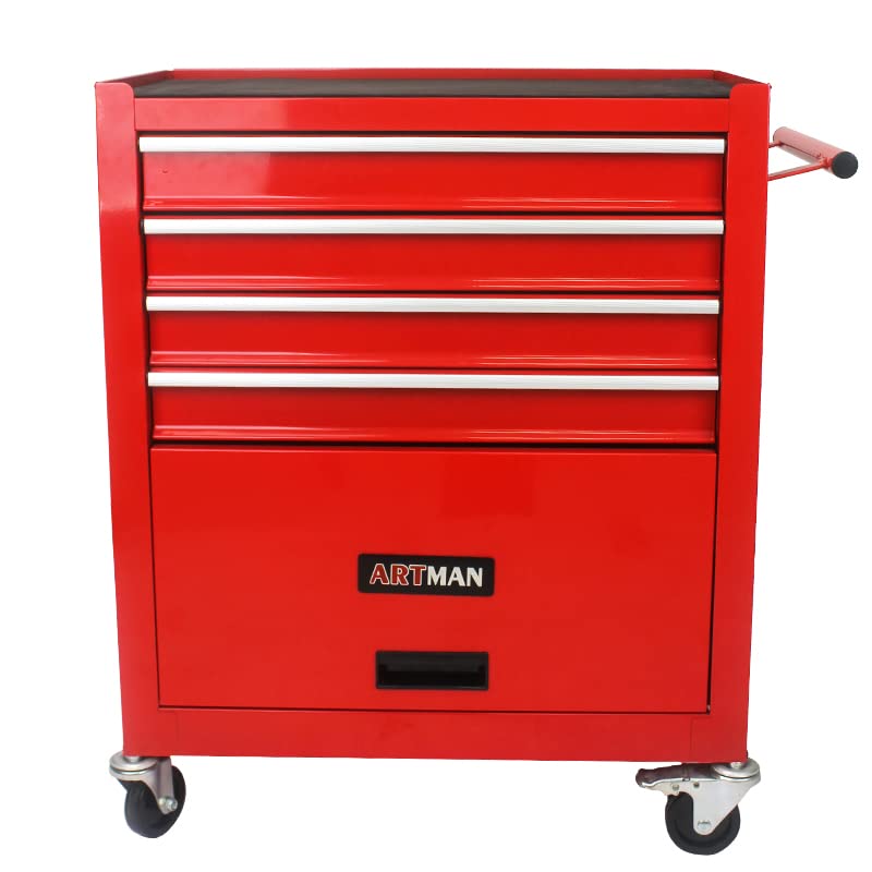 Rolling Tool Cart with 4 Drawer Tool Box,Tool Chest with Wheels,Tool Storage Organizer Cabinets for Garage, Warehouse, Repair Shop,230 LBS Capacity,24.4"D x 13"W x 26"H (Black)