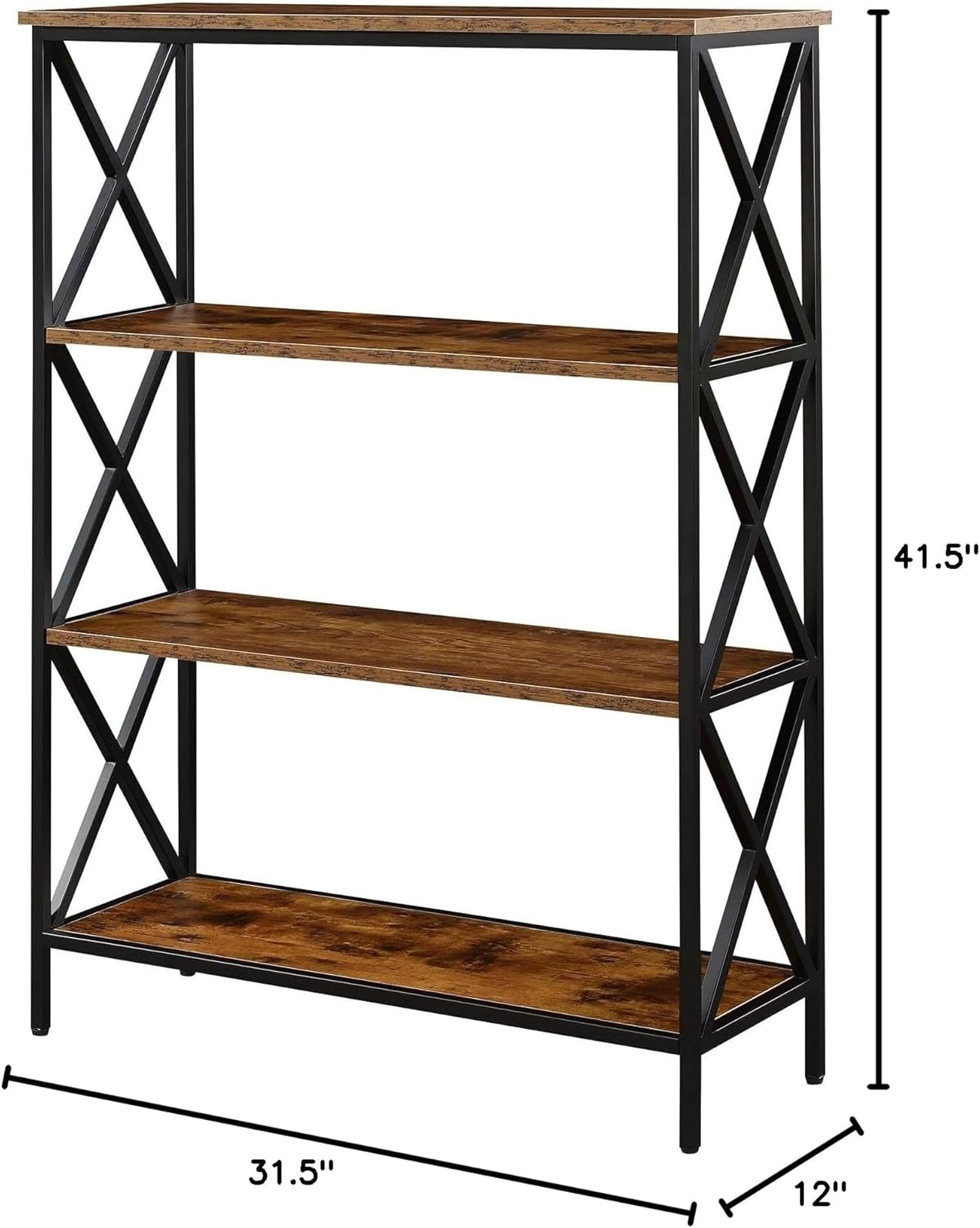 Ergode Tucson 4 Tier Bookcase - Stylish & Functional Home Storage Solution with Open Shelves - Multiple Colors Available