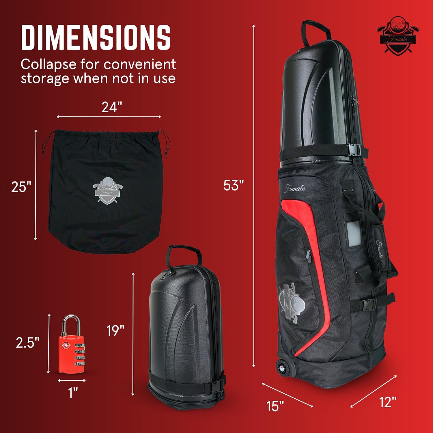 Golf Travel Bags for Airlines with Hard Case Top - Golf Travel Bag with 1680D Ballistic Nylon & Tank Wheels - Compact Design with TSA Lock and Dust Bag - Light & Easy to Maneuver Golf Travel Cover