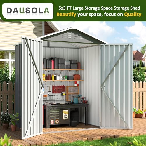 10x10 FT Outdoor Storage Shed, Metal Garden Tool Shed with Updated Frame Structure, Lockable Doors and Windows, Ideal for Backyard Garden Patio Lawn, Grey