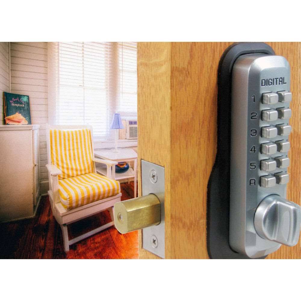 Lockey USA M210-EZ SB Satin Brass Mechanical Keyless Digital Combination Deadbolt Lock