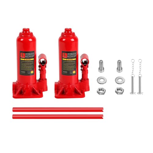 2PCS 5 Ton Hydraulic Car Ramps, Heavy Duty 3-Position Adjustable Vehicle Lift Ramps 9.3"-14" Height, Anti-Slip Steel Ramps for Oil Changes & Garage Repairs, Red