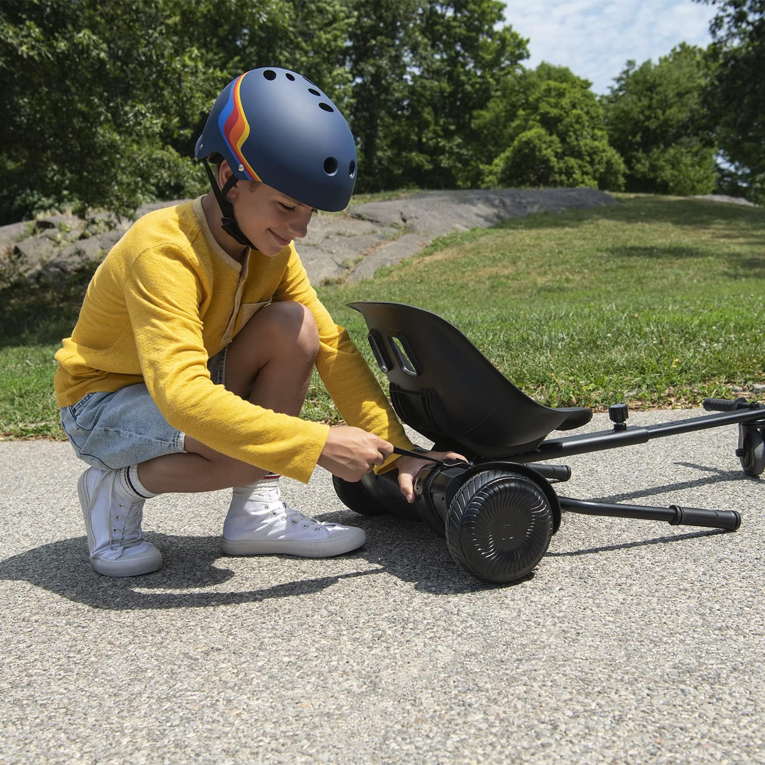 Jetson Rumble All-Terrain JetKart and Hoverboard Combo, 300-Watt Motor, Top Speed of 7 MPH, Max Range of Up To 7 Miles, Adjustable Frame, Ages 12+, Black, JKR2HB-BLK