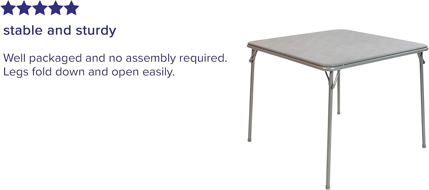 Flash Furniture Folding Card Table - Gray Foldable Card Table Square - Portable Table with Collapsible Legs