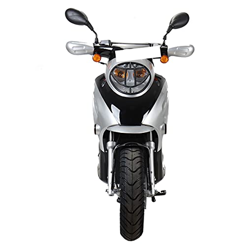 X-PRO Oahu 50cc Moped with 10" Aluminum Wheels, Rear Trunk! Electric/Kick Start! Large Headlight! (Black)