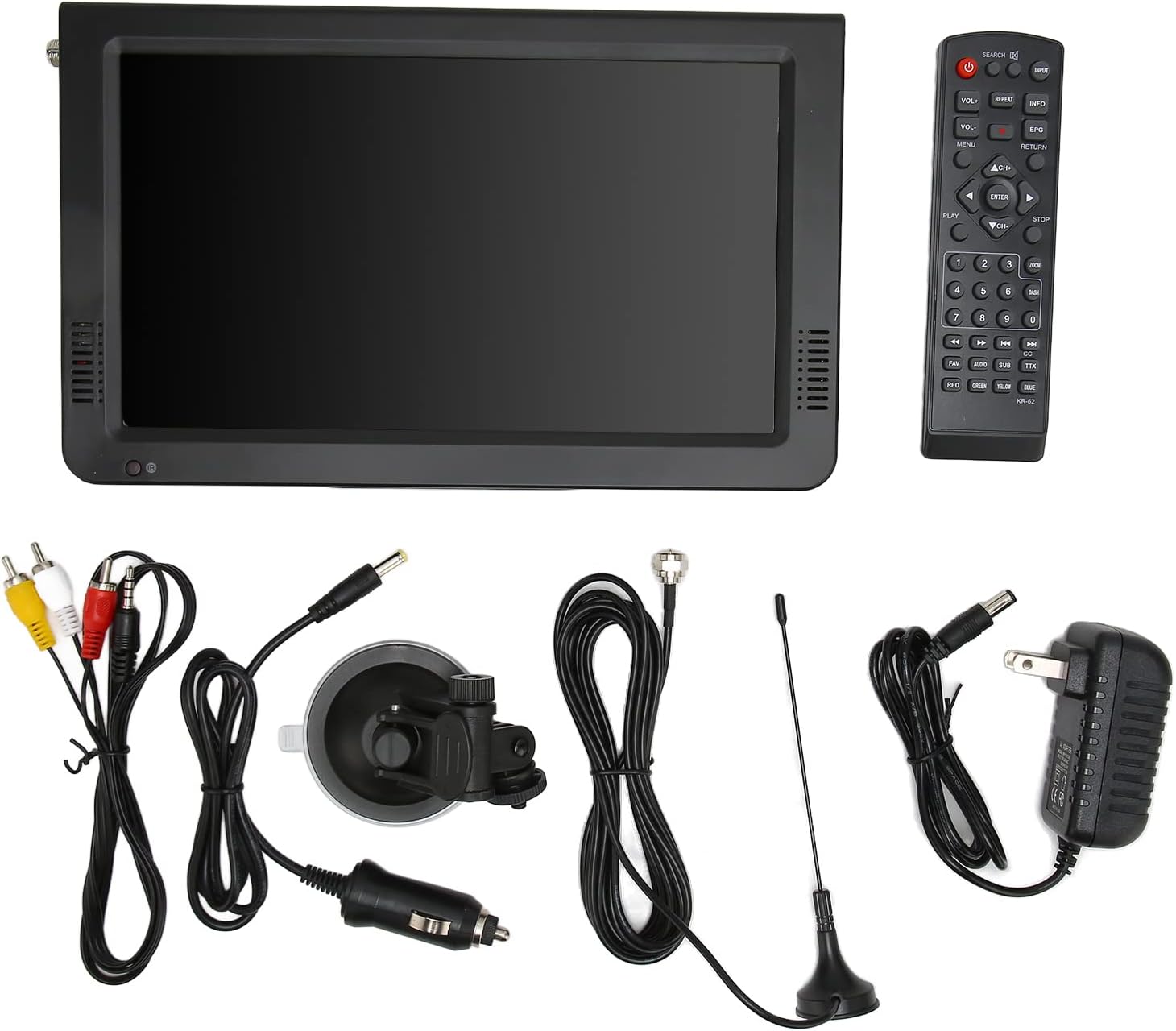 10 inch Portable TV with Antenna, 1080P ATSC TFT LED TV Built in Digital Tuner, VGA, USB, Input & Remote Control, Rechargeable Battery Operated Mini TV for Kids Car Travel