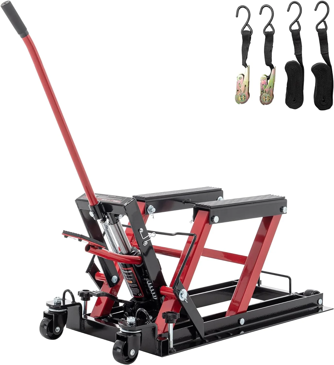 Tabaray Hydraulic Motorcycle Lift Jack Stand: 1500 LBS Capacity ATV Scissor Lift Jack Table with 4.5" to 15" Lifting Range, Foot Operated Stand Lift with 4 Wheels, for Motorcycle ATV UTV Powersports - Curated Treasures Market