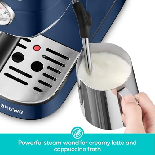 CASABREWS CM5418 Espresso Machine 20 Bar, Compact Espresso Maker with Steam Milk Frother, Stainless Steel Coffee Machine with 34oz Removable Water Tank for Cappuccino, Latte, Silver