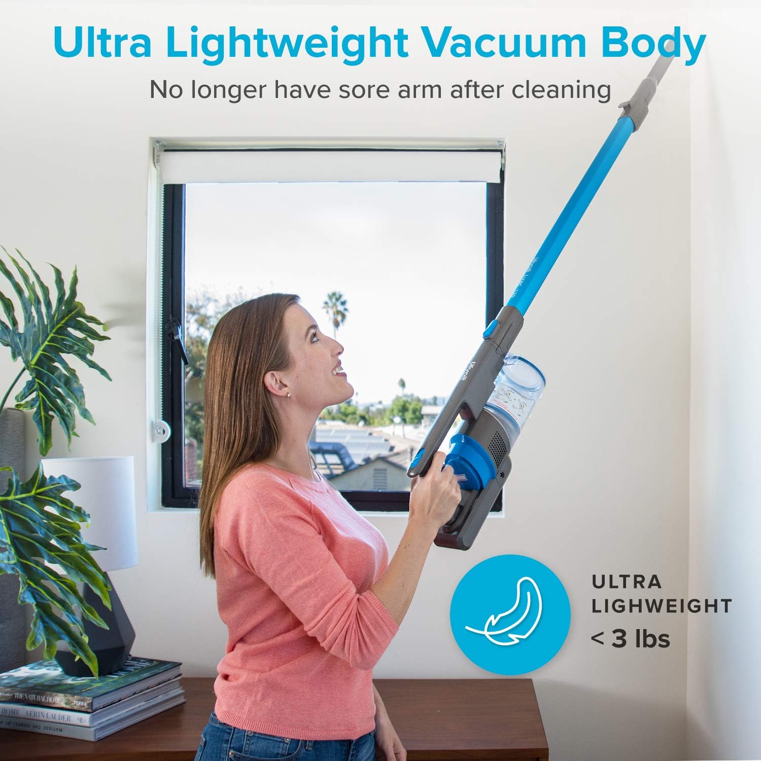 LEVOIT Cordless Vacuum, Ultra Lightweight 4 in 1 Stick Cleaner with Full-Size LED Light, 40min-Running for Home Hard Floor Pet Car, Blue & Gary