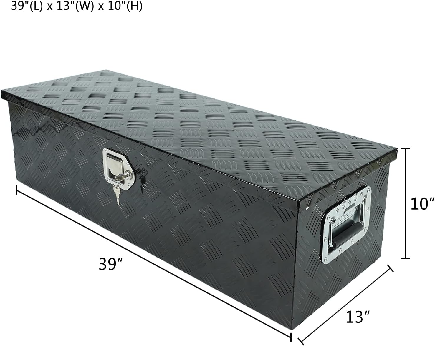 18X17X17.75 Black Aluminum 5 Bar Tread Tool Box Truck Car Outdoor Trailer Pickup Underbody Toolbox,RV Storage Organizer，Underbed Tools Organizer W/Lock Latch w/Keys