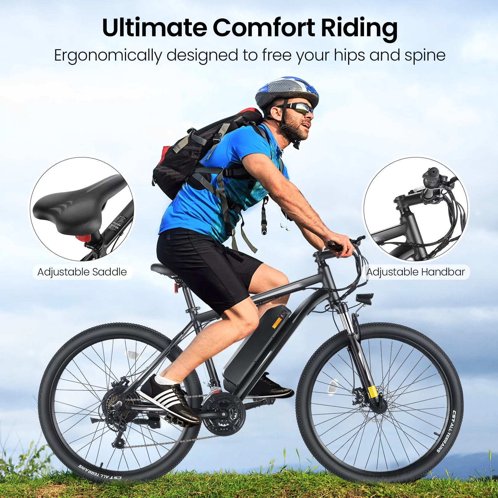 VIBESPARK 27.5" Electric Bike for Adults 500W Mountain Bike 19.8MPH Adult Electric Bicycles Electric Commuter Bike with Removable Battery Shimano 21 Speed Ebike